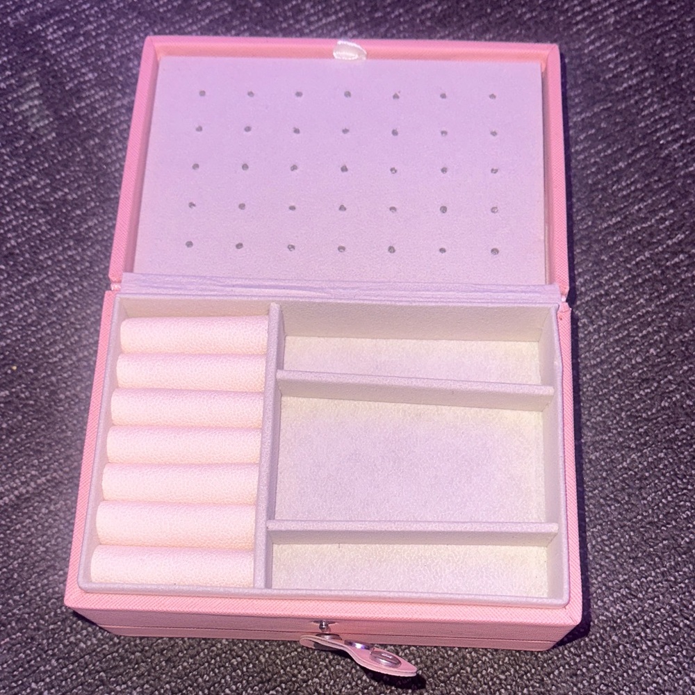 Pink Double-layer Jewelry Box Practical Earring and Bracelet Organizer
